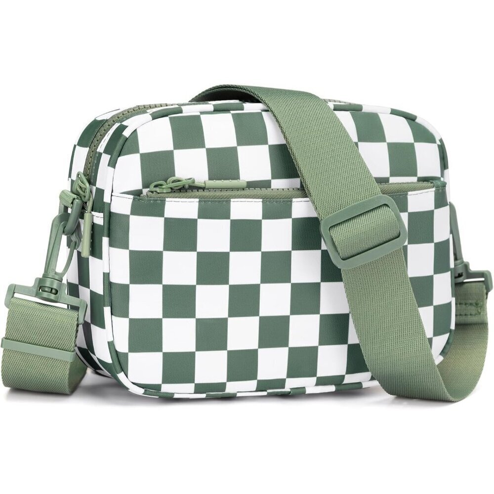 Checkered Crossbody Bag Women Small Nylon Shoulder Purse Trendy Casual